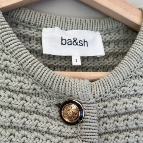 NEW Ba&sh Bash Gaspard Tweed Cardigan Jacket in Light Pastel Green - Picture 6 of 9